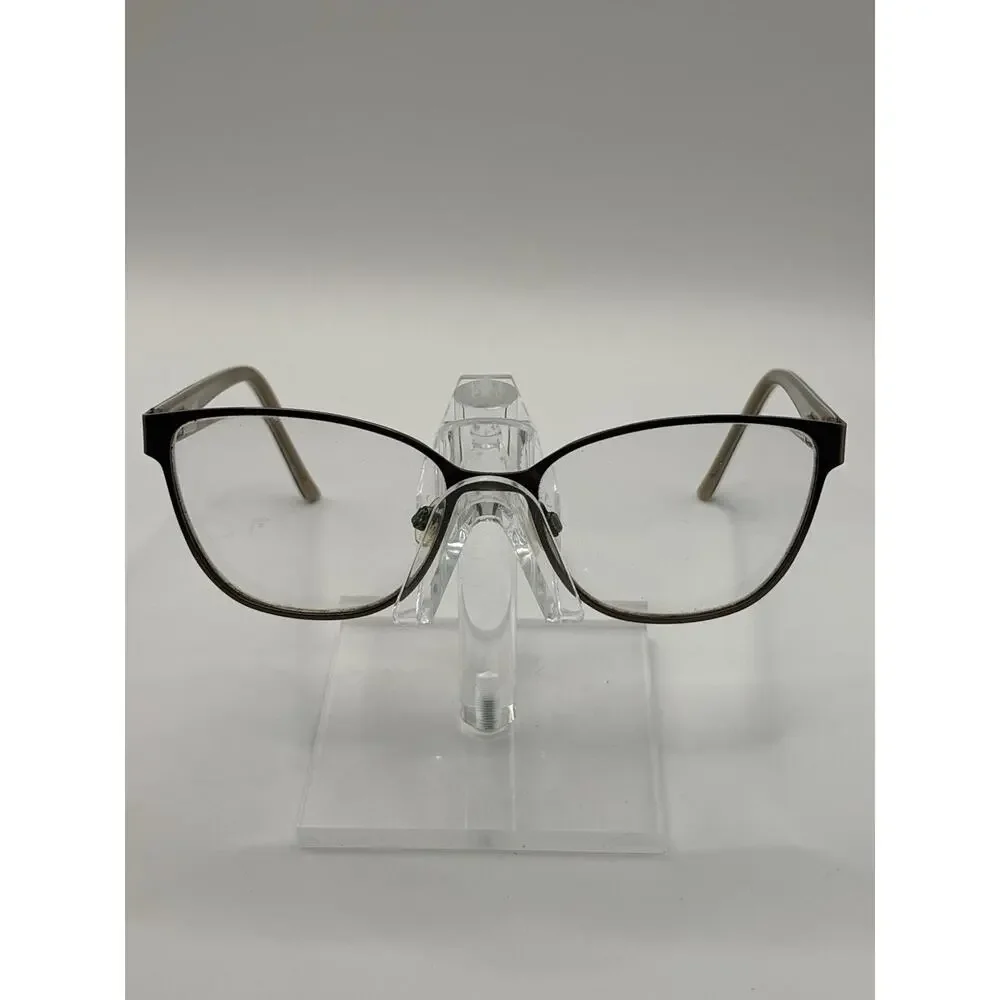 Bebe Women's Eyeglasses Brown Metal Rectangle Floral Temple Frames